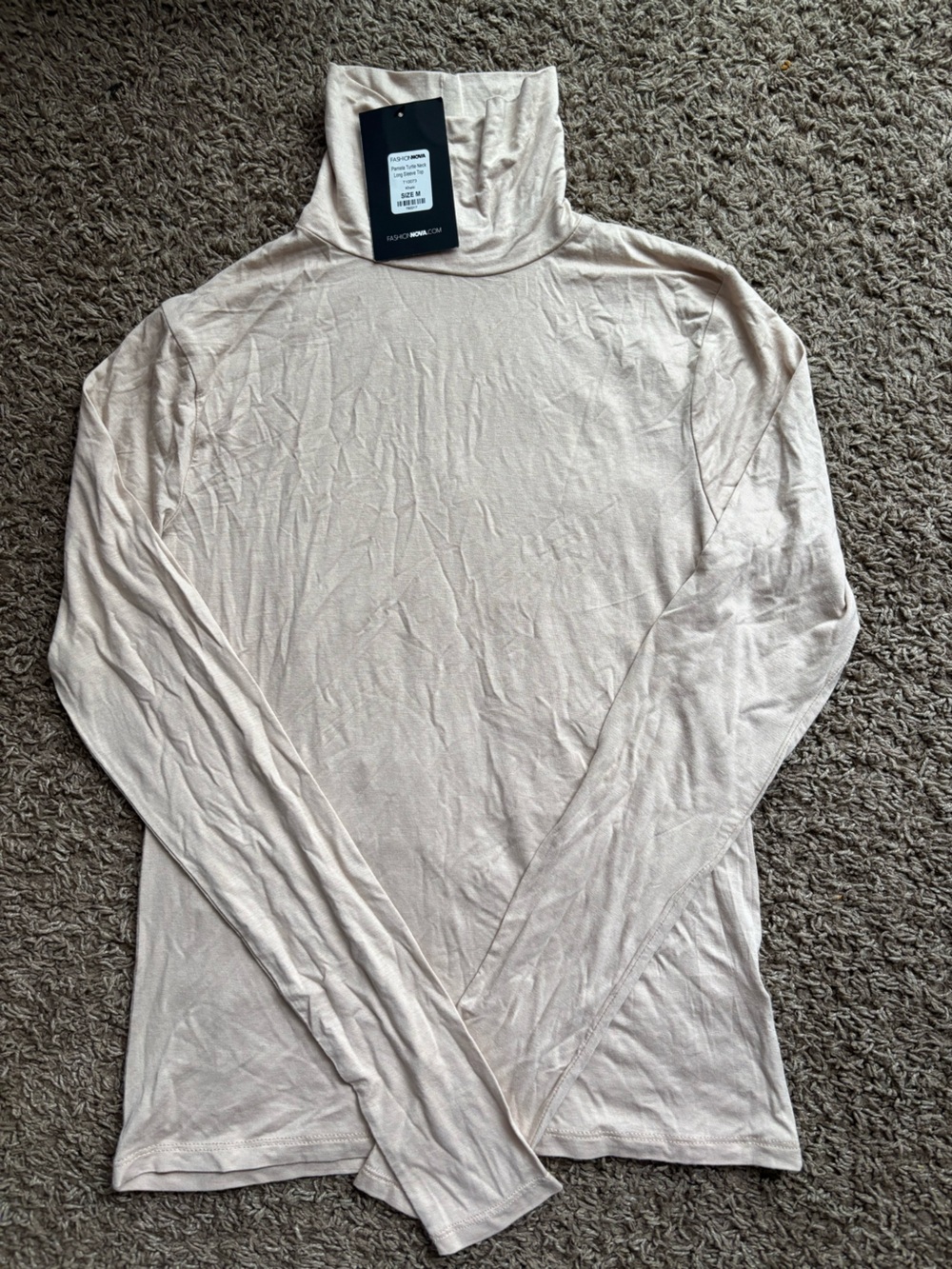 Fashion Nova Khaki Pamela Turtle Neck Long Sleeve Top
